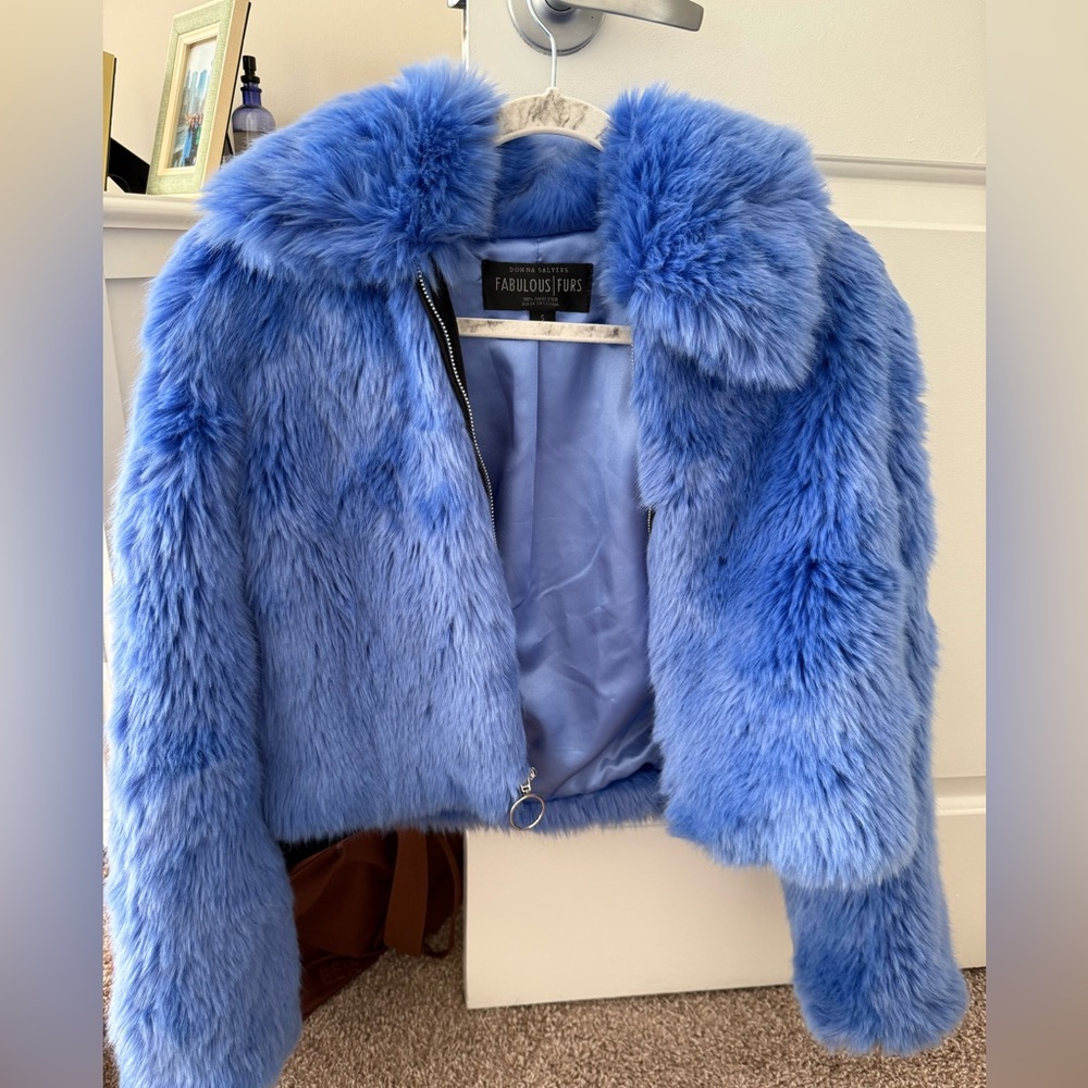 Donna Salyer’s Fabulous Furs Blue Faux Fur Jacket